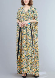 Diy Yellow Print Loose Long Summer Cotton Dress