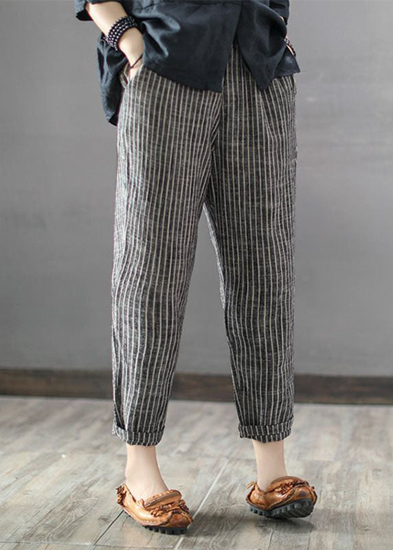 Stripe Linen Crop Pants