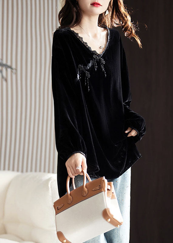 Elegant Apricot Ruffled Patchwork Low High Design Silk Velour Shirt Long Sleeve