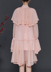 Elegant Apricot Ruffles Chiffon Holiday Dress Spring