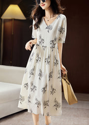 Elegant Beige Embroidered Floral Patchwork Maxi Dress Short Sleeve