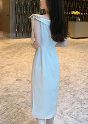 Elegant Beige Lace Up Side Open Cotton Dresses Summer