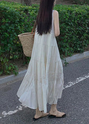 Elegant Beige V Neck Patchwork Vacation Solid Chiffon Long Dresses Summer