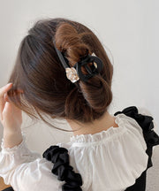 Elegant Black Acrylic Alloy Camellia Floral Dull Polish Hairpin