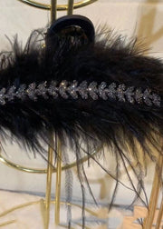 Elegant Black Large Size Feather Hair Ornaments