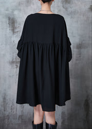 Elegant Black Oversized Low High Design Chiffon Tops Summer