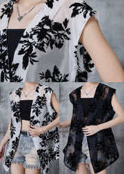 Elegant Black Oversized Print Tulle Shirt Tops Sleeveless