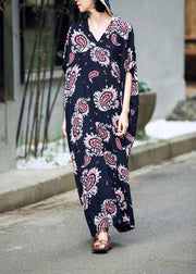 Elegant Floral Summer Dresses Long Cotton Caftans Plus Size