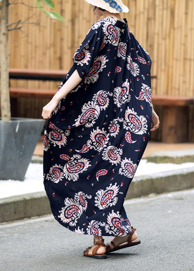 Elegant Floral Summer Dresses Long Cotton Caftans Plus Size