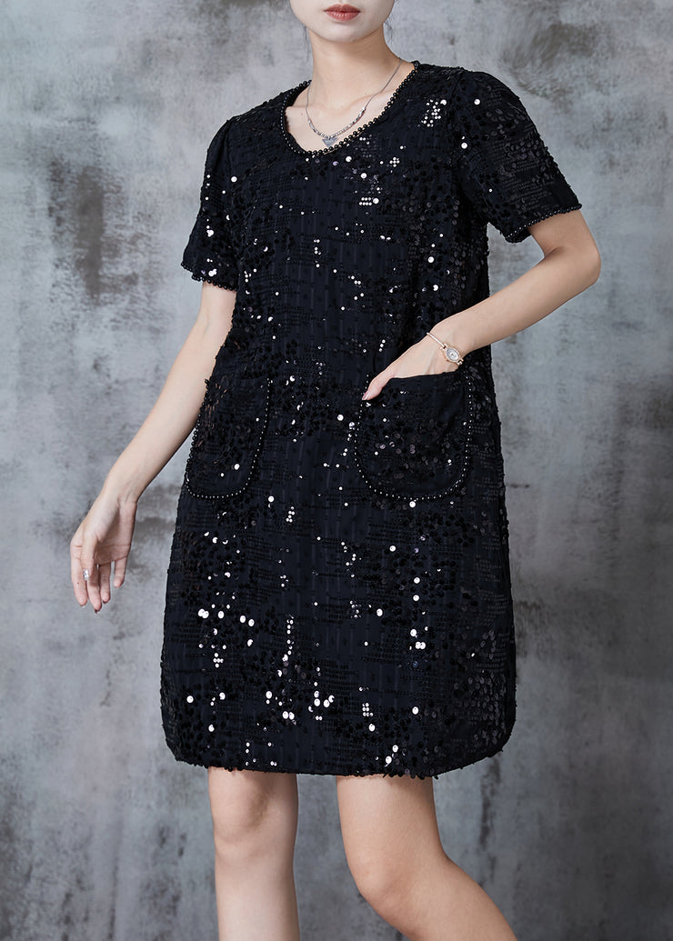 Elegant Black Sequins Nail Bead Party Dresses Summer