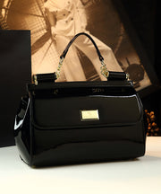 Elegant Black Solid Durable Faux Leather Tote Handbag