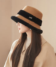 Elegant Black Versatile Warm Fleece Bucket Hat