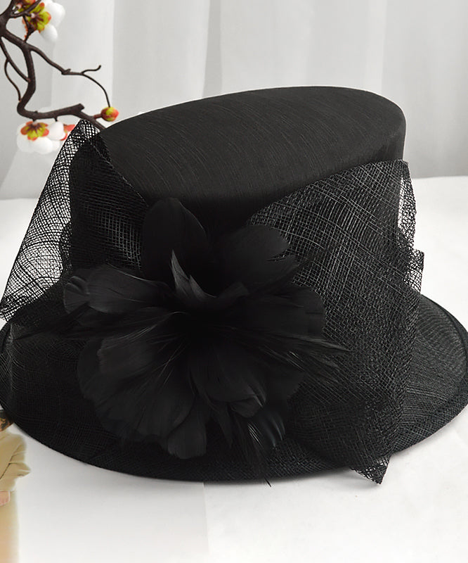 Elegant Brown Bow Feather Linen Bucket Hat