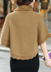 Elegant Camel Peter Pan Collar Knit Cardigan Fall