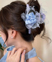 Elegant Champagne Metal Tulle Rose Hairpin