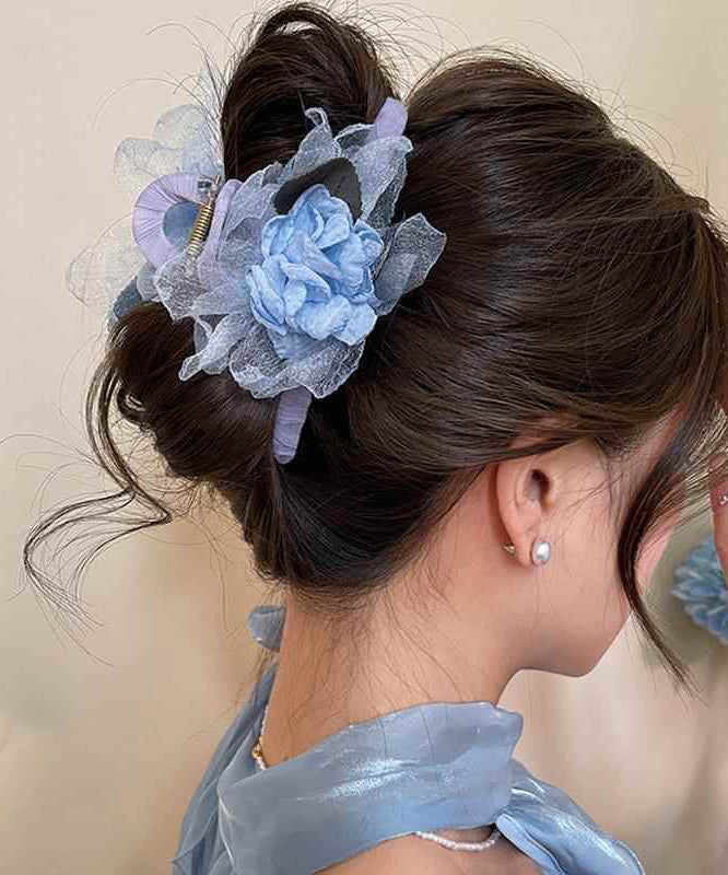 Elegant Champagne Metal Tulle Rose Hairpin