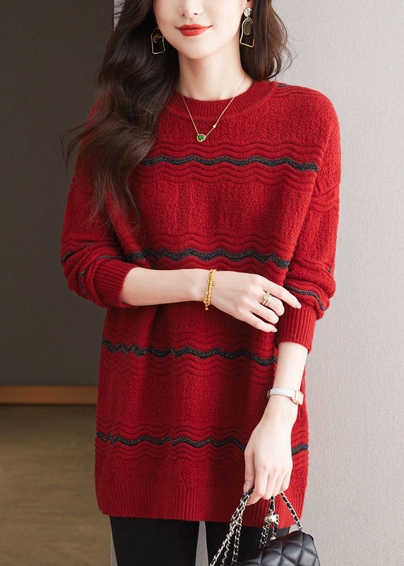 Elegant Coffee O Neck Woolen Mid Sweater Spring