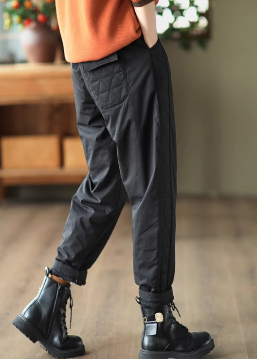 Elegant Coffee Oversized Warm Fine Cotton Filled Harem Pants Winter