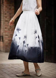 Elegant Colorblock Tie Dye Elastic Waist A Line Skirts Summer