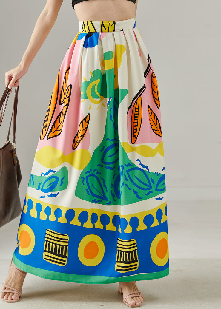 Elegant Exra Large Hem Print Original Design Skirt Summer