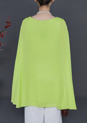 Elegant Fruit Green Asymmetrical Chiffon Blouse Summer