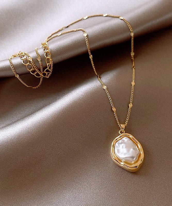 Elegant Gold 14K Gold Alloy Pearlendant Necklace