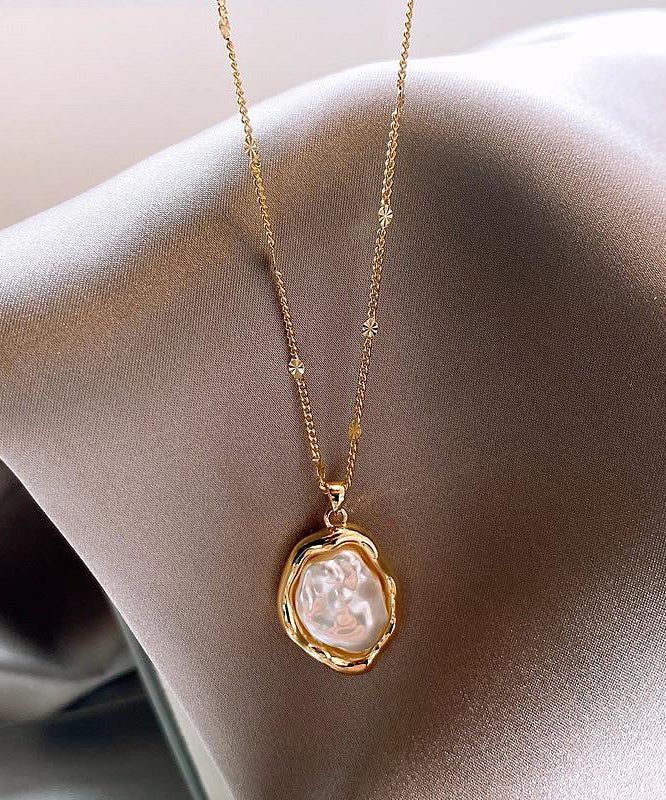 Elegant Gold 14K Gold Alloy Pearlendant Necklace