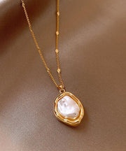 Elegant Gold 14K Gold Alloy Pearlendant Necklace