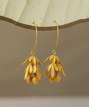 Elegant Gold Sterling Silver Ancient Gold Litchi Drop Earrings