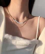 Elegant Gold Sterling Silver Overgild Bilayer Necklace