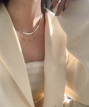 Elegant Gold Sterling Silver Overgild Bilayer Necklace