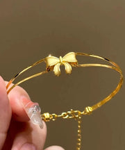 Elegant Gold Sterling Silver Overgild Bow Tassel Bangle