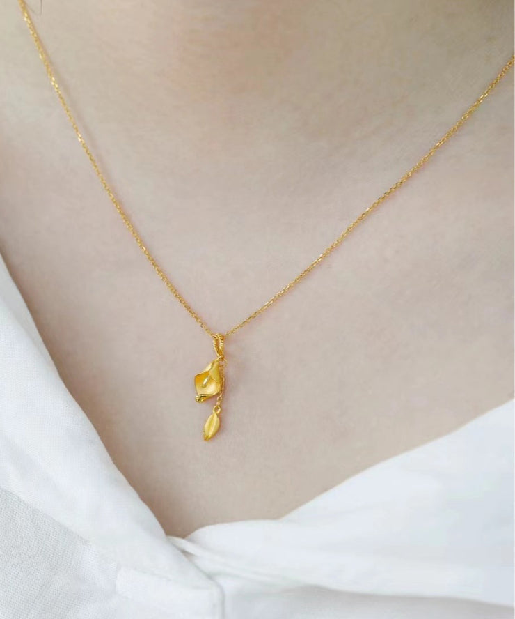 Elegant Gold Sterling Silver Overgild Lo Pendant Necklace