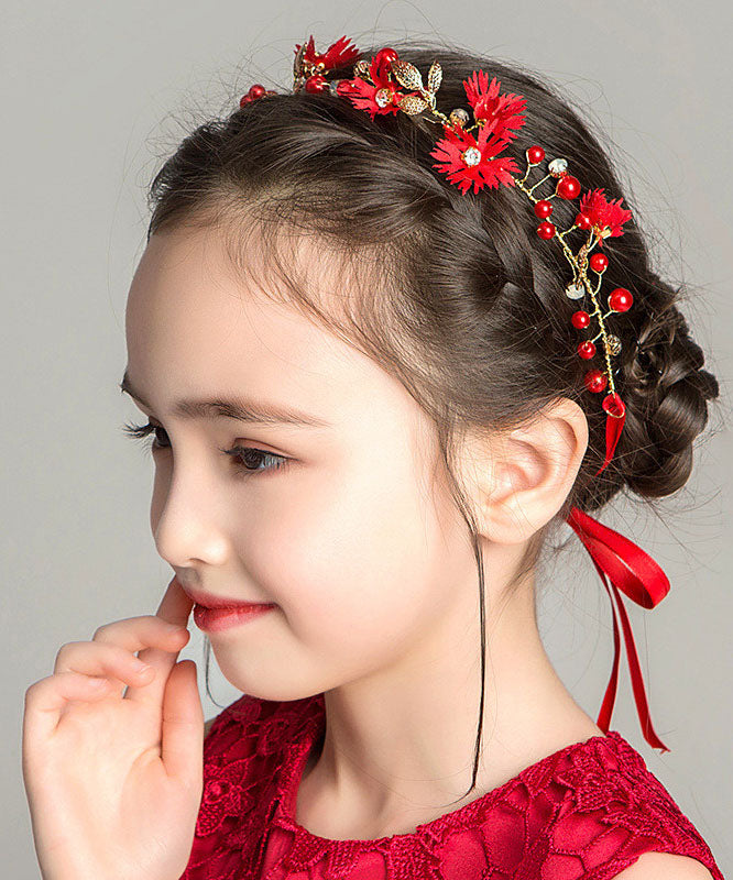 Elegant Gold Zircon Little Daisy Silk Ribbon Girl Crown