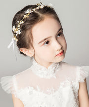 Elegant Gold Zircon Little Daisy Silk Ribbon Girl Crown