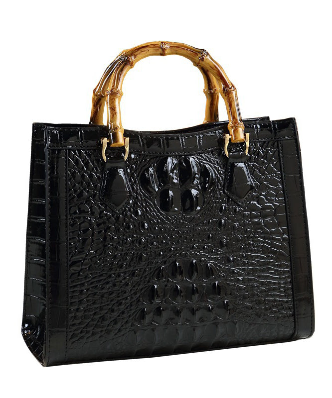 Elegant Green Embossed Versatile Calf Leather Tote Handbag