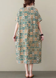 Elegant Green Print Cozy Long Dress Summer