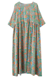 Elegant Green Wrinkled Patchwork Holiday Long Dress Summer