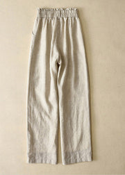Elegant Grey-dot High Waist Button Linen Straigh Pants Summer