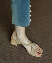 Elegant Hollow Out Chunky Sandals Blue Suede