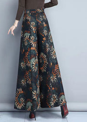 Elegant Ink Print Loose Elastic Waist Wide Leg Pants