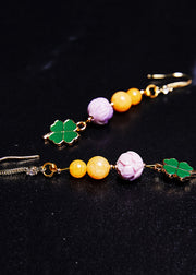 Elegant Lotus Flower Beeswax Gilding Drop Earrings