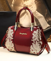 Elegant Mulberry Sequins Floral Calf Leather Tote Handbag