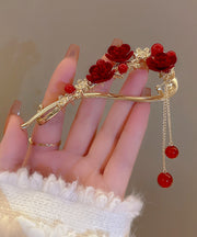 Elegant Mulberry Zircon Agate Floral Tassel Hairpin