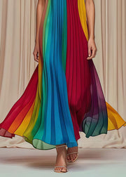 Elegant Multicolor Cold Shoulder Wrinkled Chiffon Strapless Dress Summer