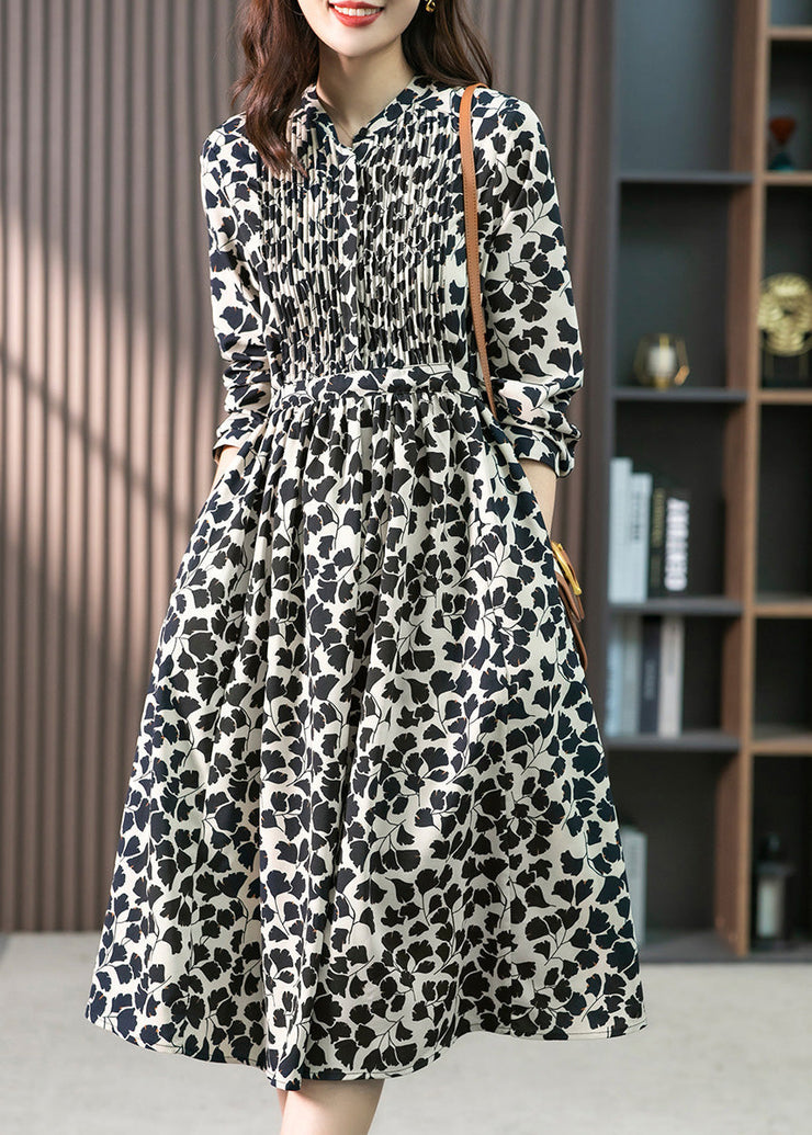 Elegant O-Neck Print Drawstring Long Dress Summer