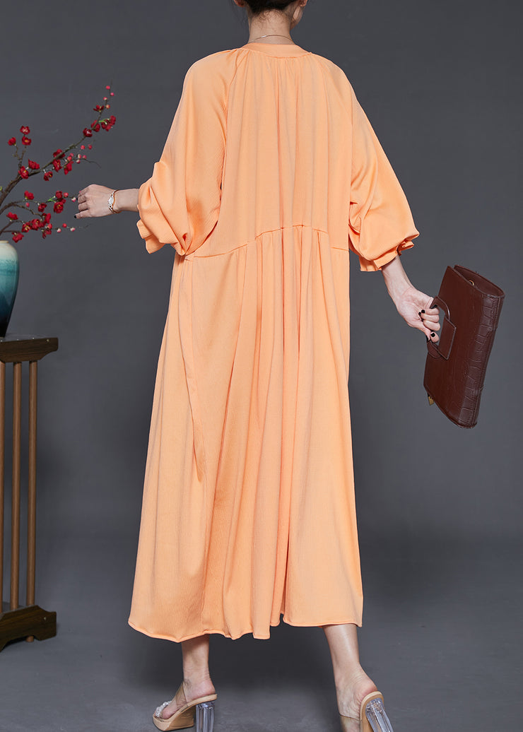 Elegant Orange Oversized Chiffon Holiday Dresses Lantern Sleeve