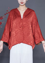 Elegant Orange Oversized Wear On Both Sides Silk Cardigans Summer