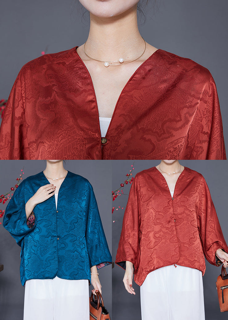 Elegant Orange Oversized Wear On Both Sides Silk Cardigans Summer