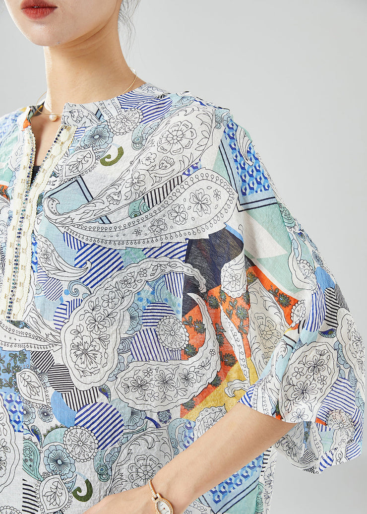 Elegant Oversized Print Chiffon Shirt Top Summer